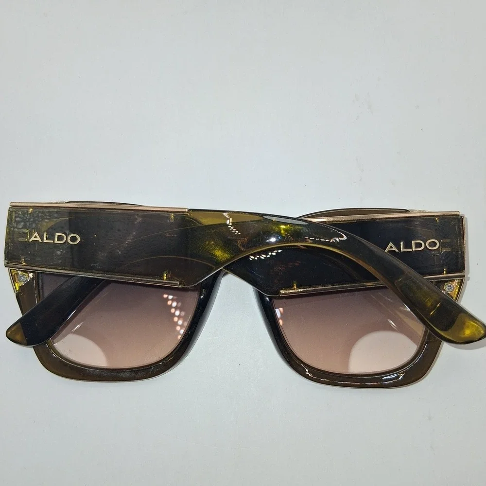 ALDO Sunglasses Women's Olive Green Translucent Cat Eye Gradient UV Protection